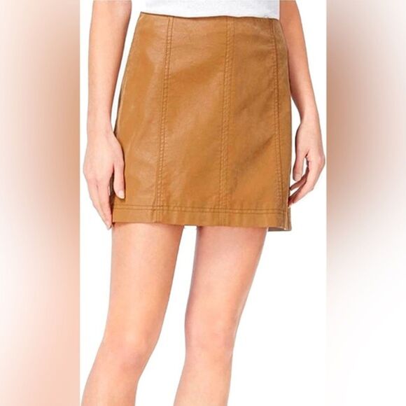 Free People Modern Vegan Leather Skirt (0) - Picture 1 of 10